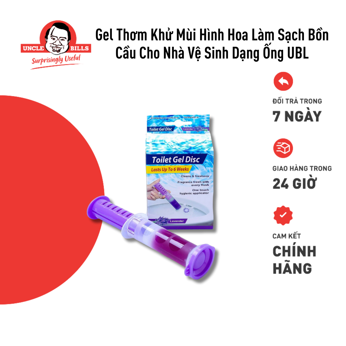 Gel Thơm Khử Mùi Hình Hoa  Làm Sạch Bồn Cầu Cho Nhà Vệ Sinh Dạng Ống Uncle Bills BA1630