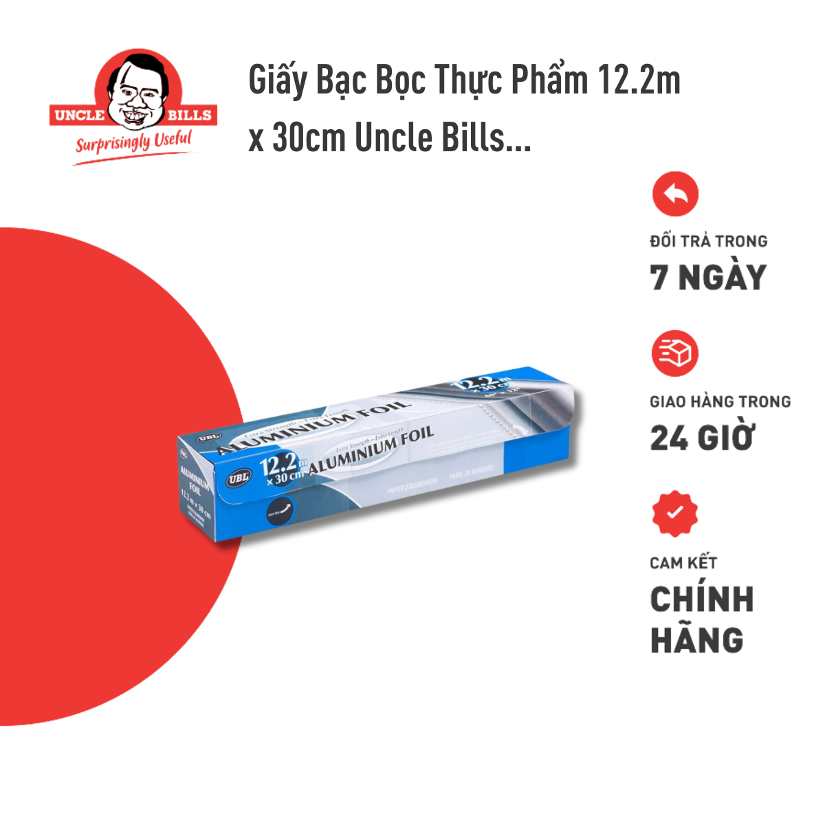 Giấy Bạc Bọc Thực Phẩm 12.2m x 30cm Uncle Bills BC0112