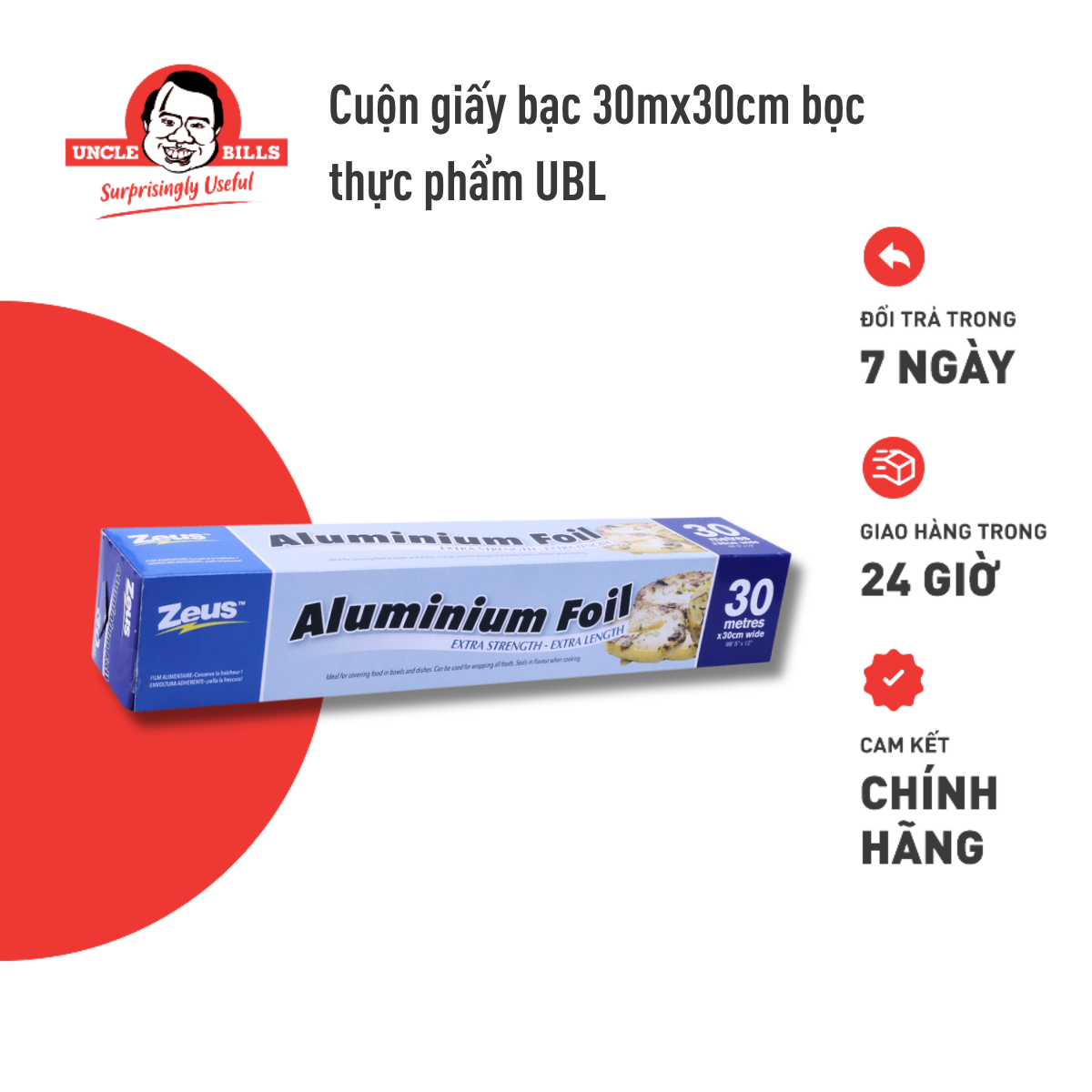 Giấy bạc bọc thực phẩm 30m Uncle Bills BC0477