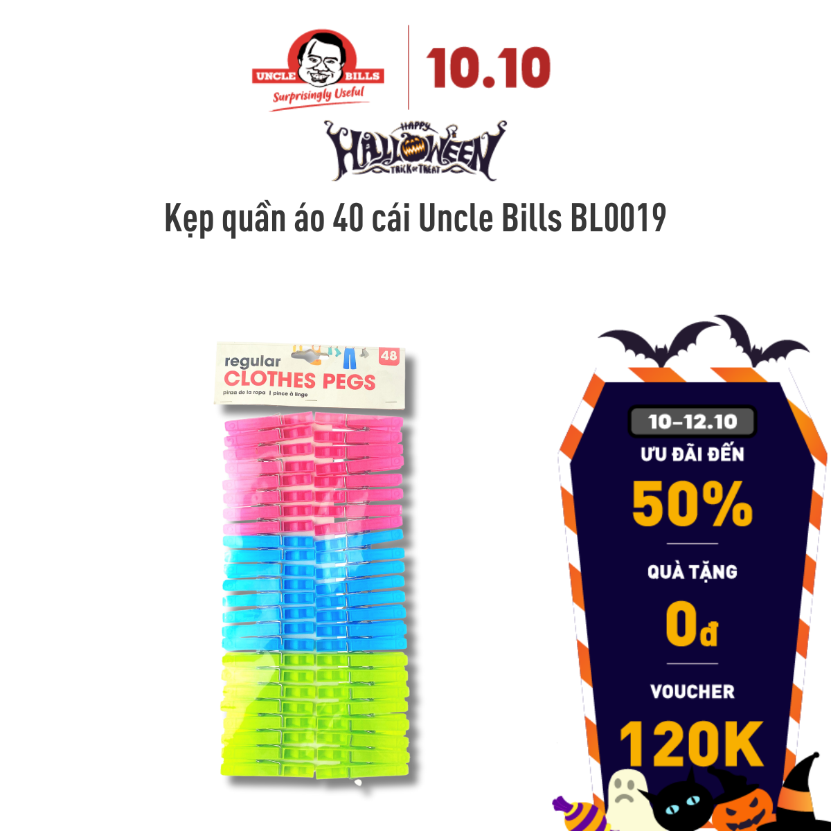 Kẹp quần áo 40 cái Uncle Bills BL0019