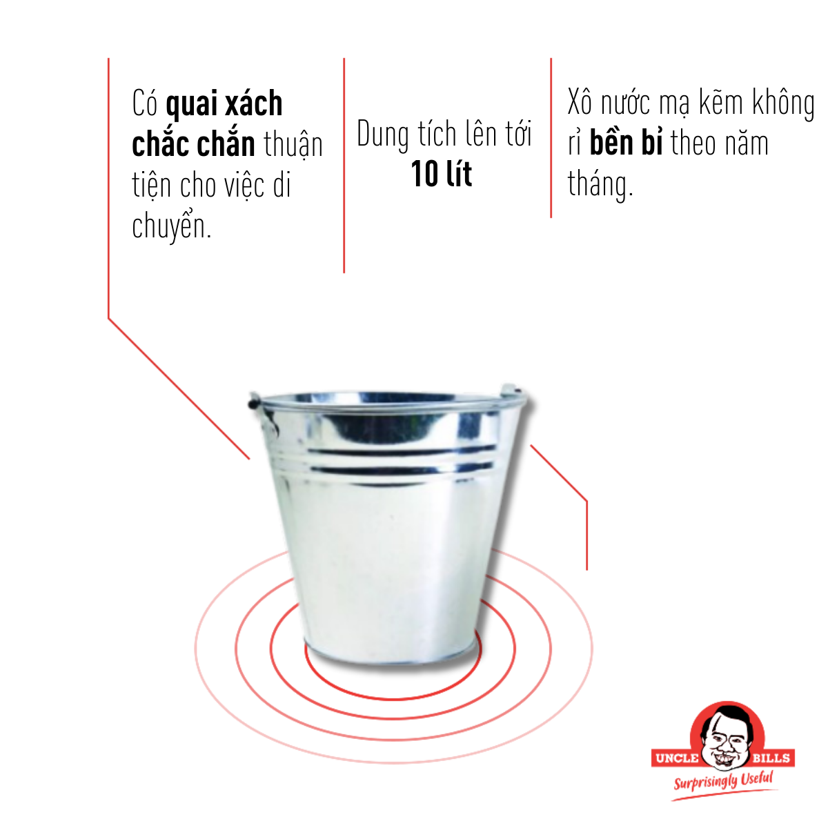 Xô Nước Mạ Kẽm 10L Uncle Bill BL0300