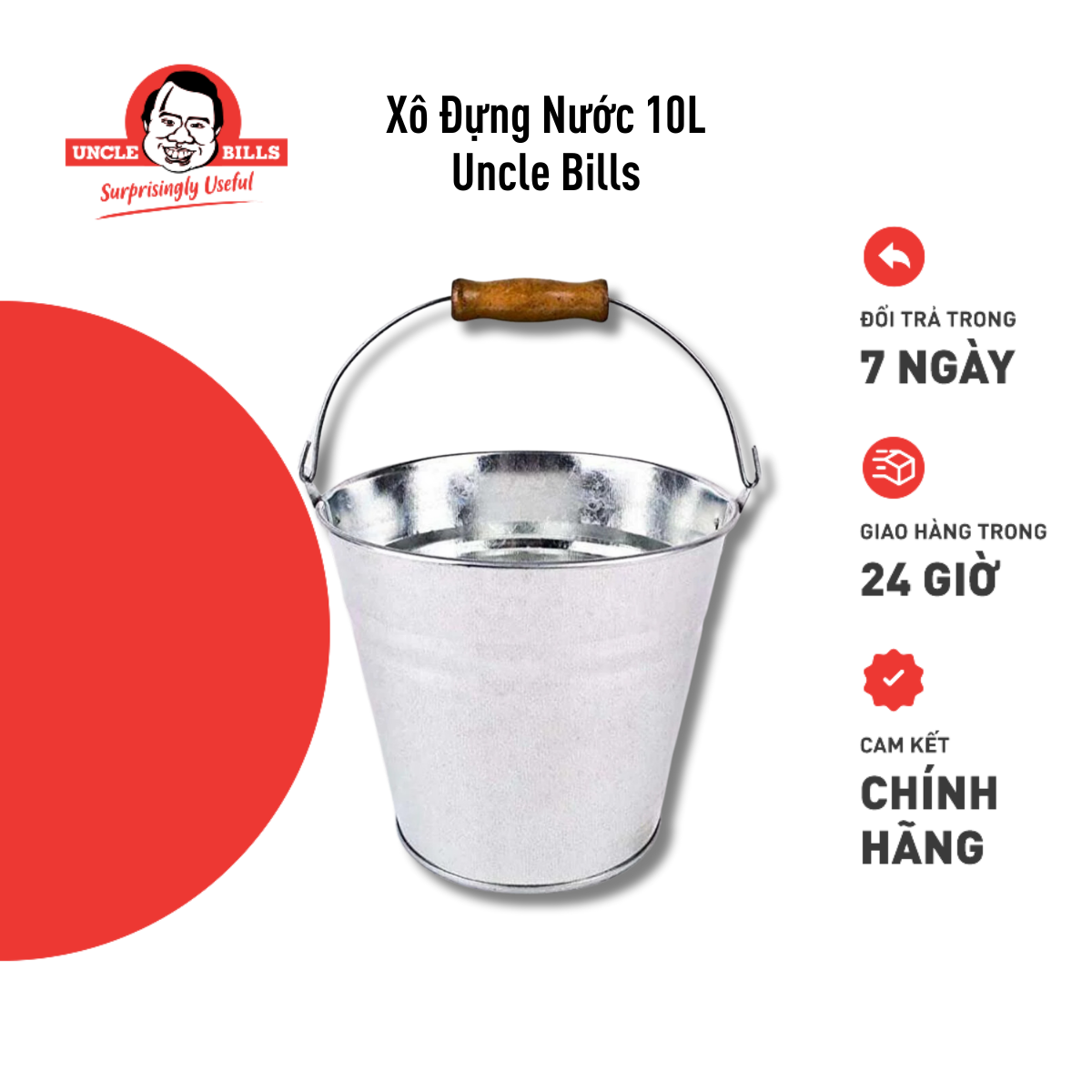 Xô Nước Mạ Kẽm 10L Uncle Bill BL0300