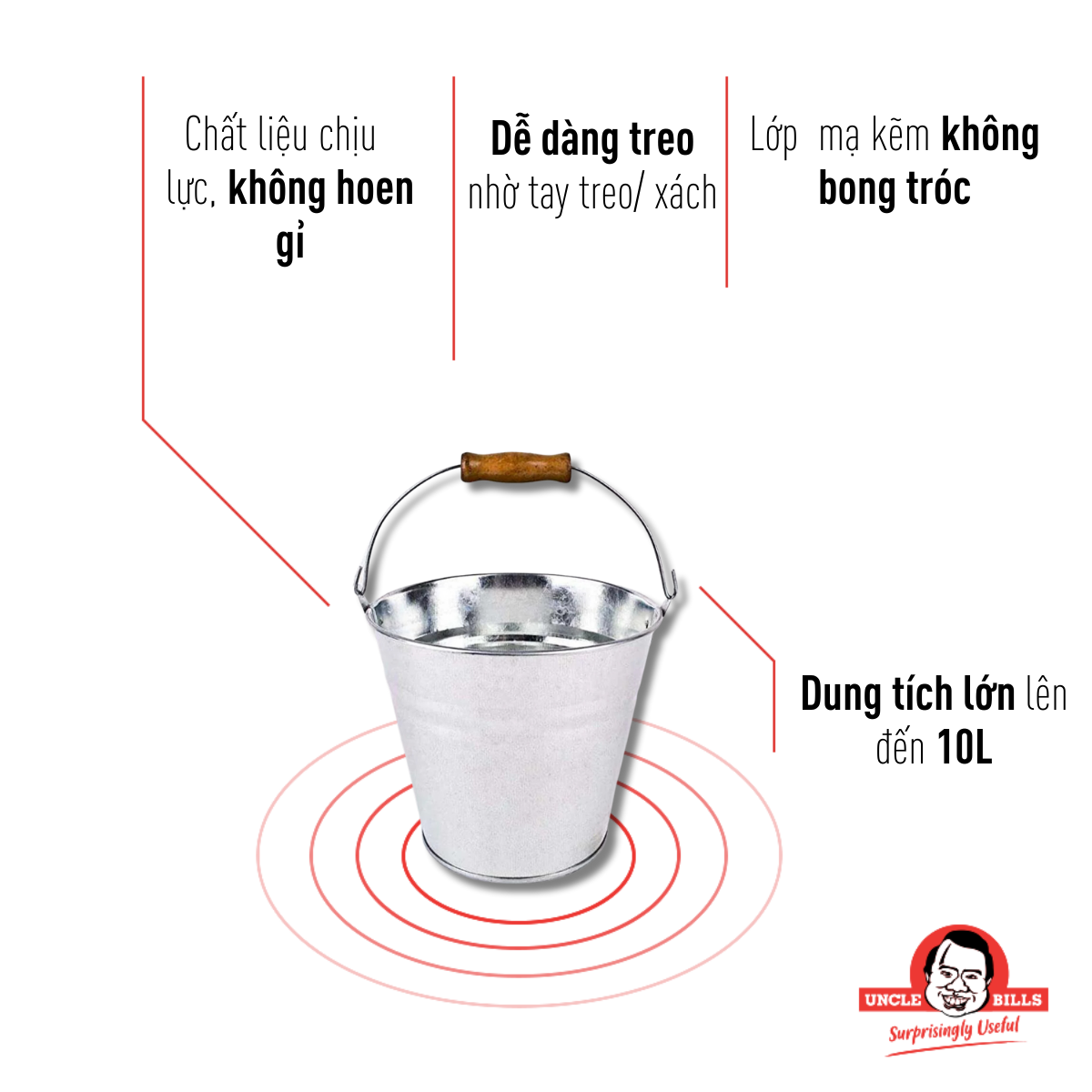 Xô Nước Mạ Kẽm 10L Uncle Bill BL0300