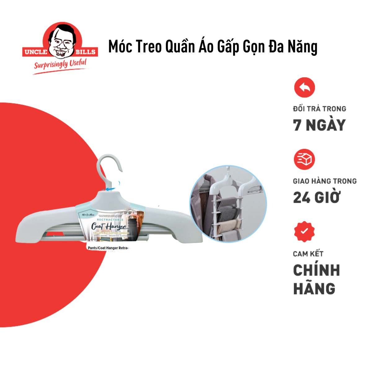 Móc Treo Quần Áo Gấp Gọn Đa Năng Uncle Bills BL0903