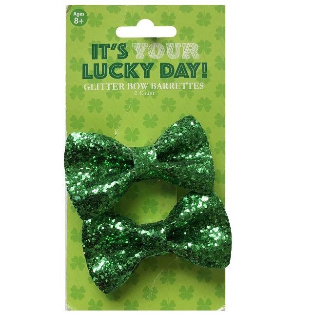 GLITTER BOW BARRETTES 2PK