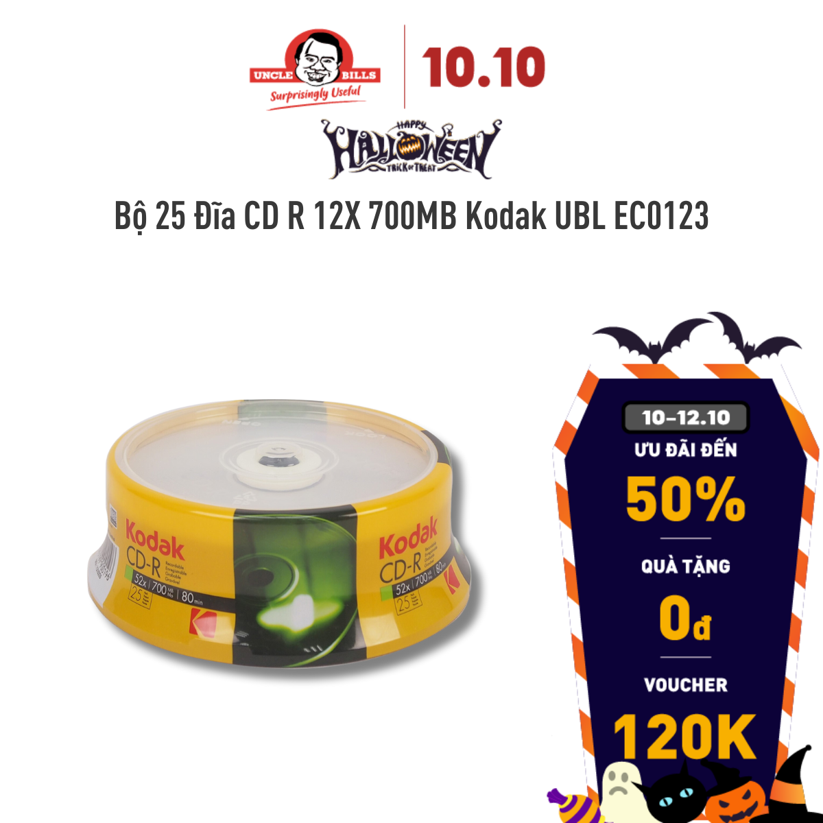 Bộ 25 Đĩa CD R 12X 700MB Kodak UBL EC0123