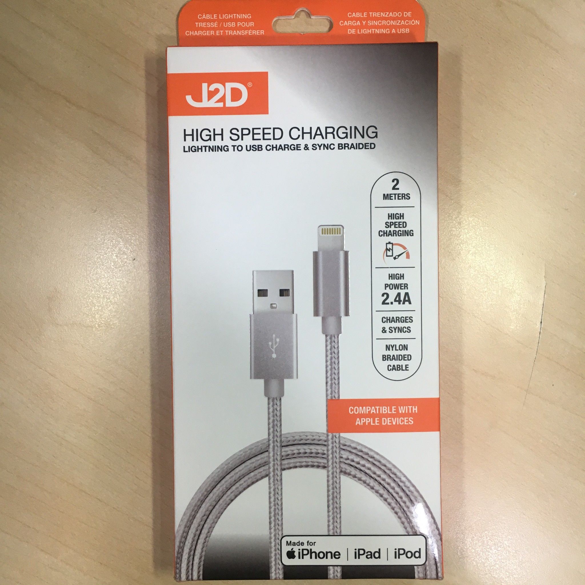 LIGHTNING CABLE BRAIDED 2M