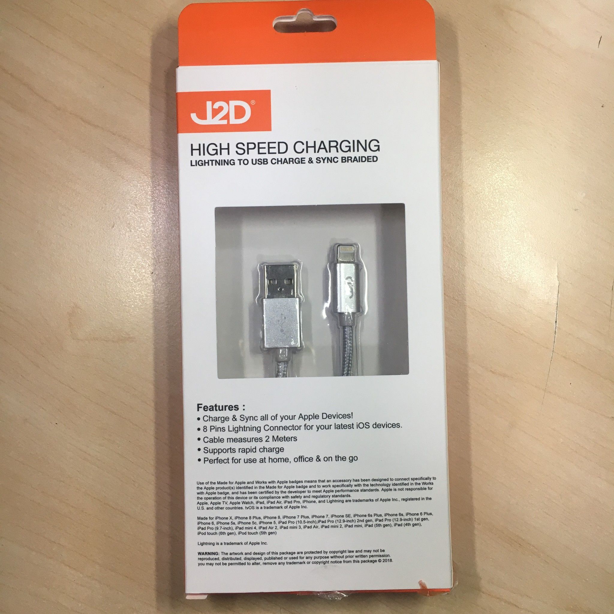 LIGHTNING CABLE BRAIDED 2M