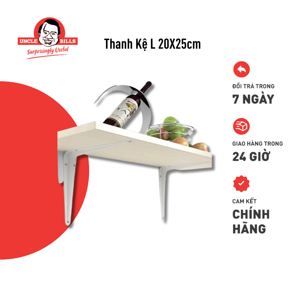 Giá Đỡ Kệ Chữ L Bộ 2 Cái Uncle Bills HG0032 (20 x 25 cm)