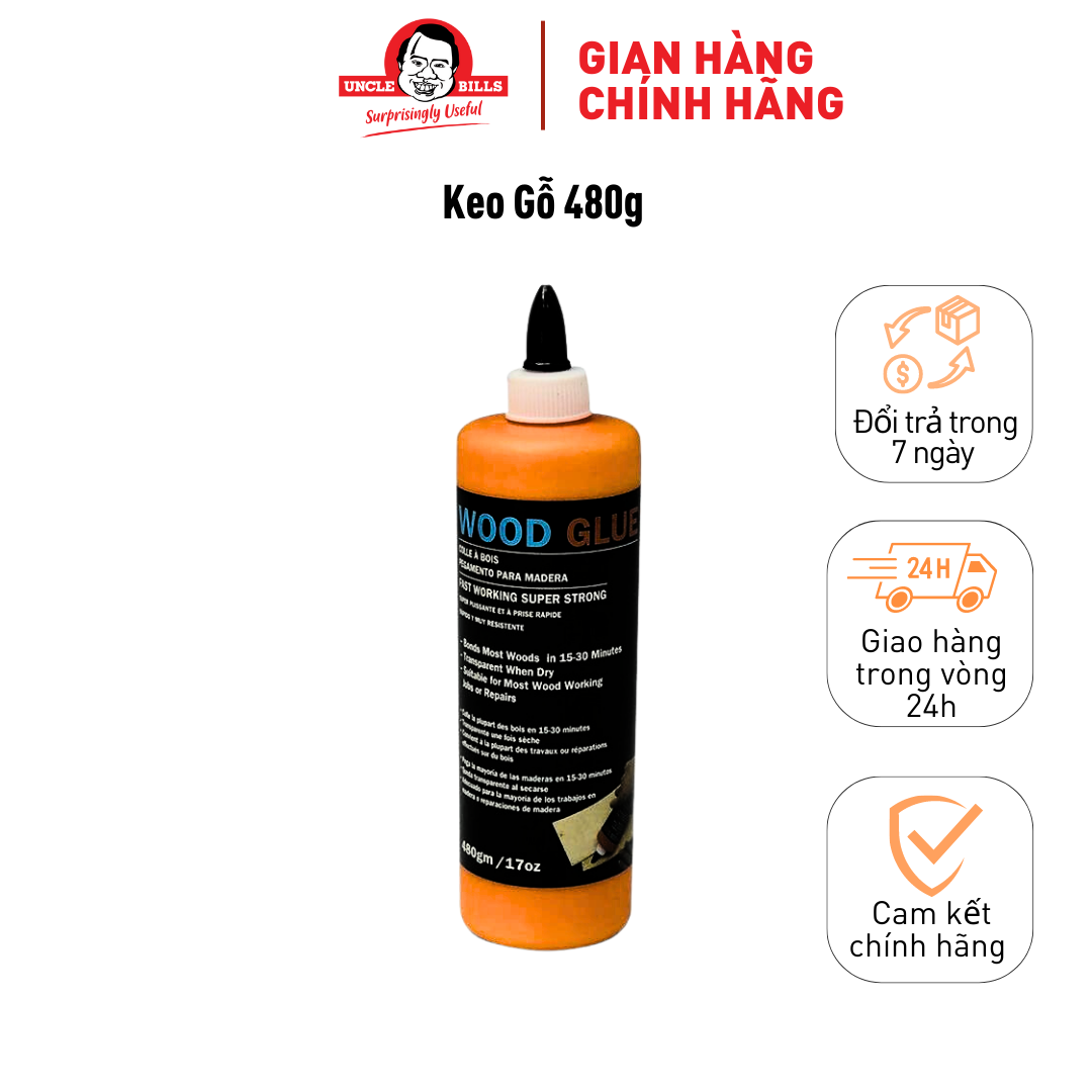 Keo Dán Gỗ Không Mùi 480G Uncle Bills HY0051