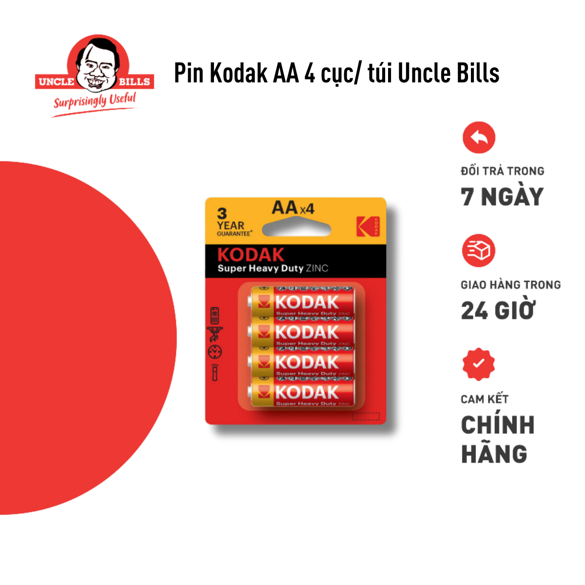 Pin Kodak 4 cục/ túi Uncle Bills IB0118