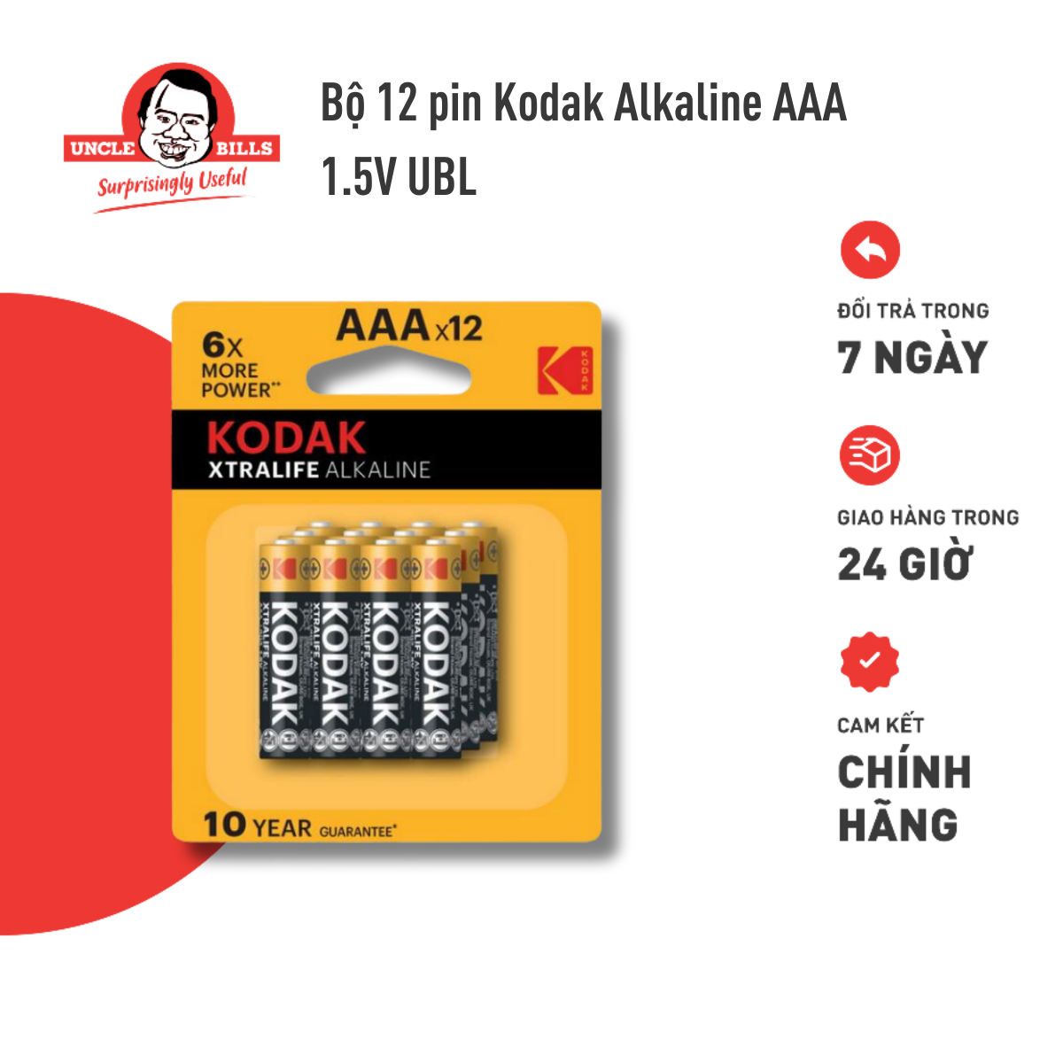 Pin KODAK Alkaline AAA Bộ 12 Pin Uncle Bills IB0221