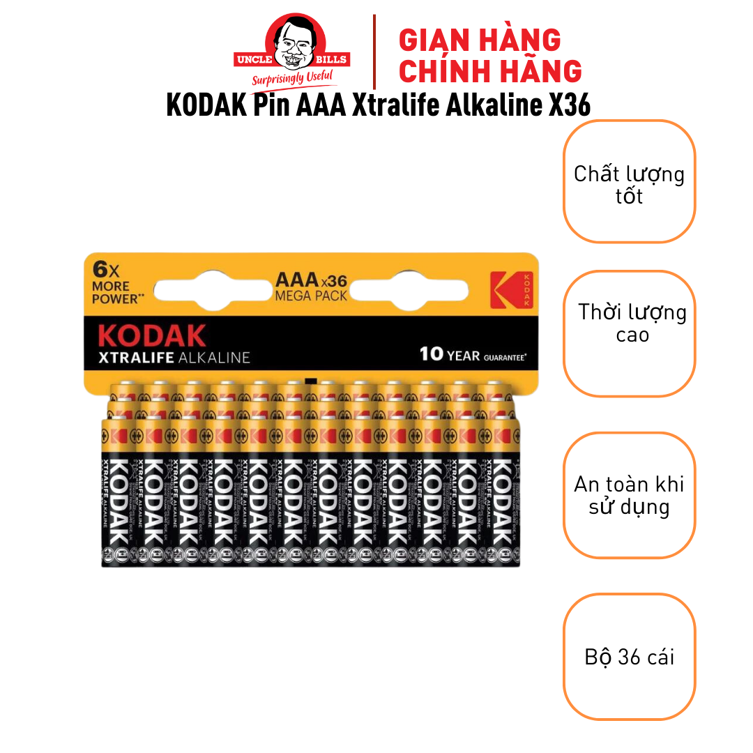 Bộ 36 Pin tiểu Kodak Alkaline AAA điện thế 1.5V Uncle Bills IB0239