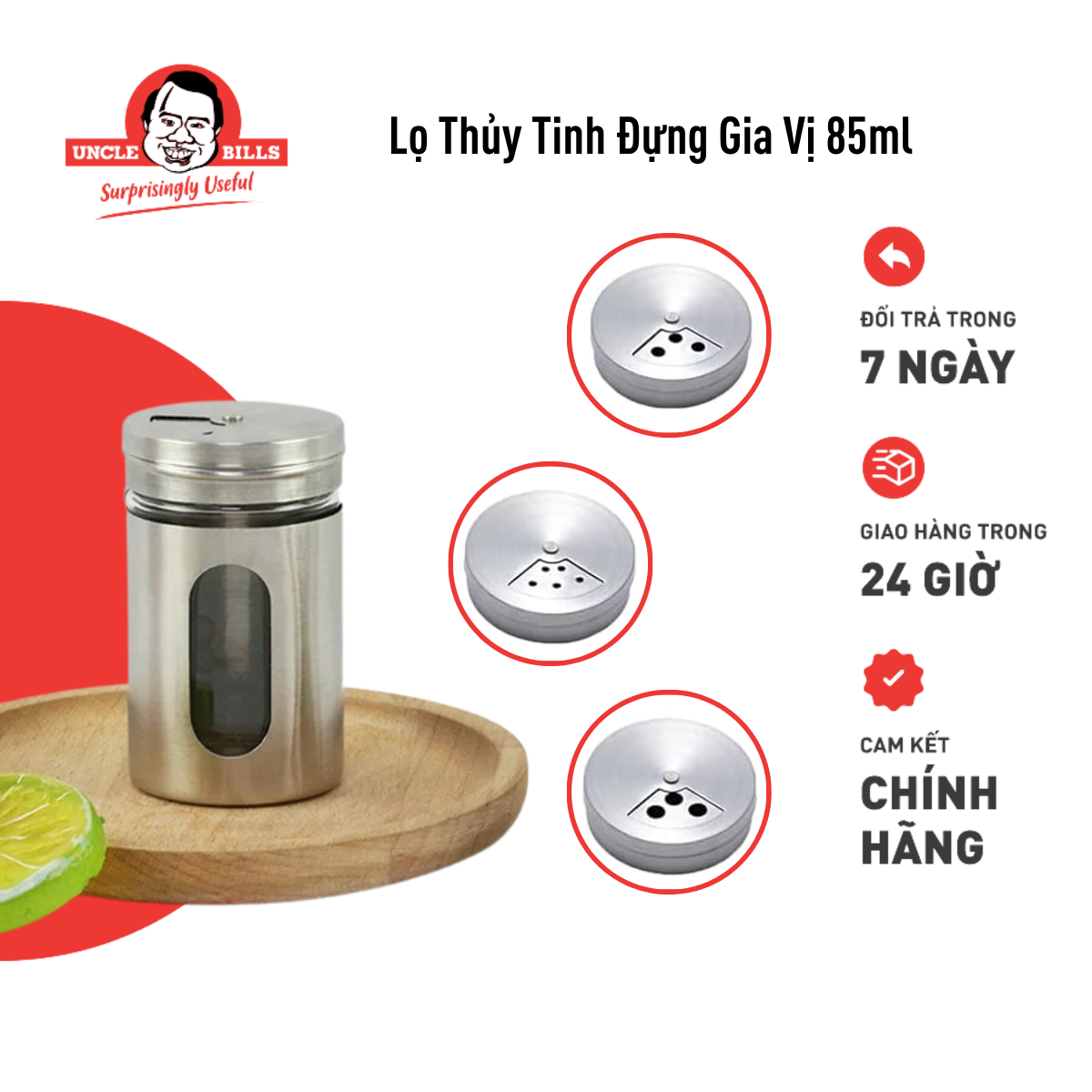 Lọ Thủy Tinh Đựng Gia Vị 85Ml/Cái Uncle Bills KA0862