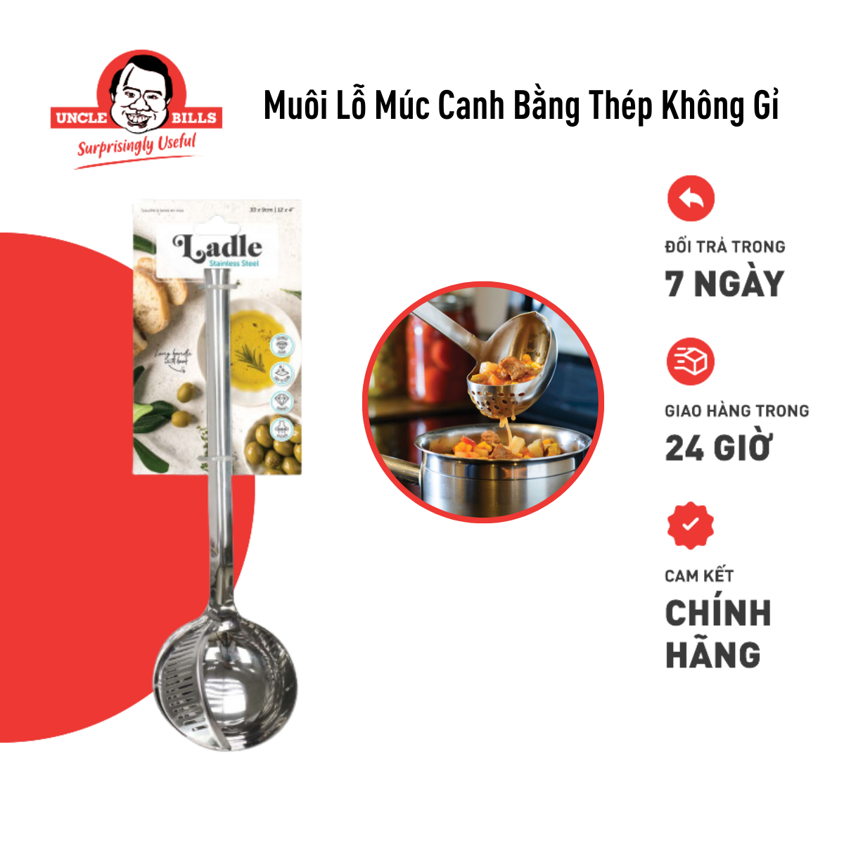 Muôi Lỗ Múc Canh Bằng Thép Không Gỉ Uncle Bills KA0909