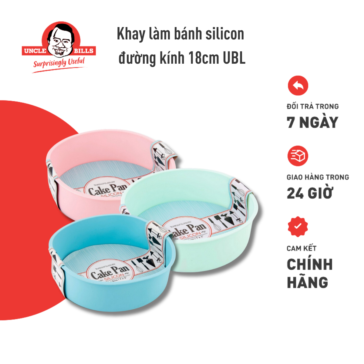 Khay làm bánh hình tròn bằng silicon Uncle Bills KC0017