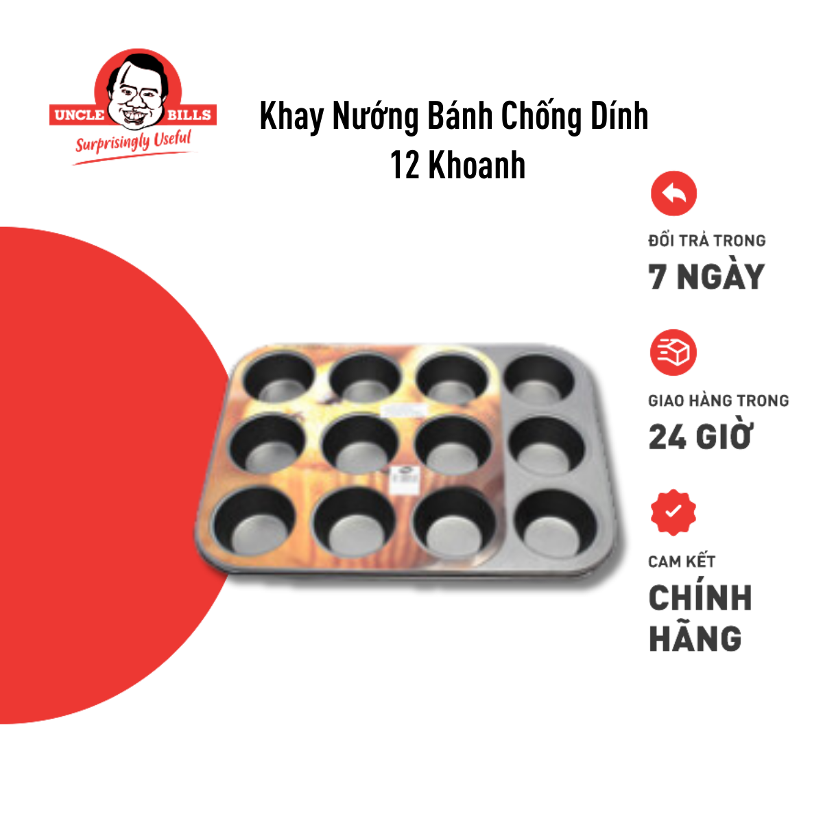 Khuôn Nướng Bánh Chống Dính 12 Ô Uncle Bills KC0020