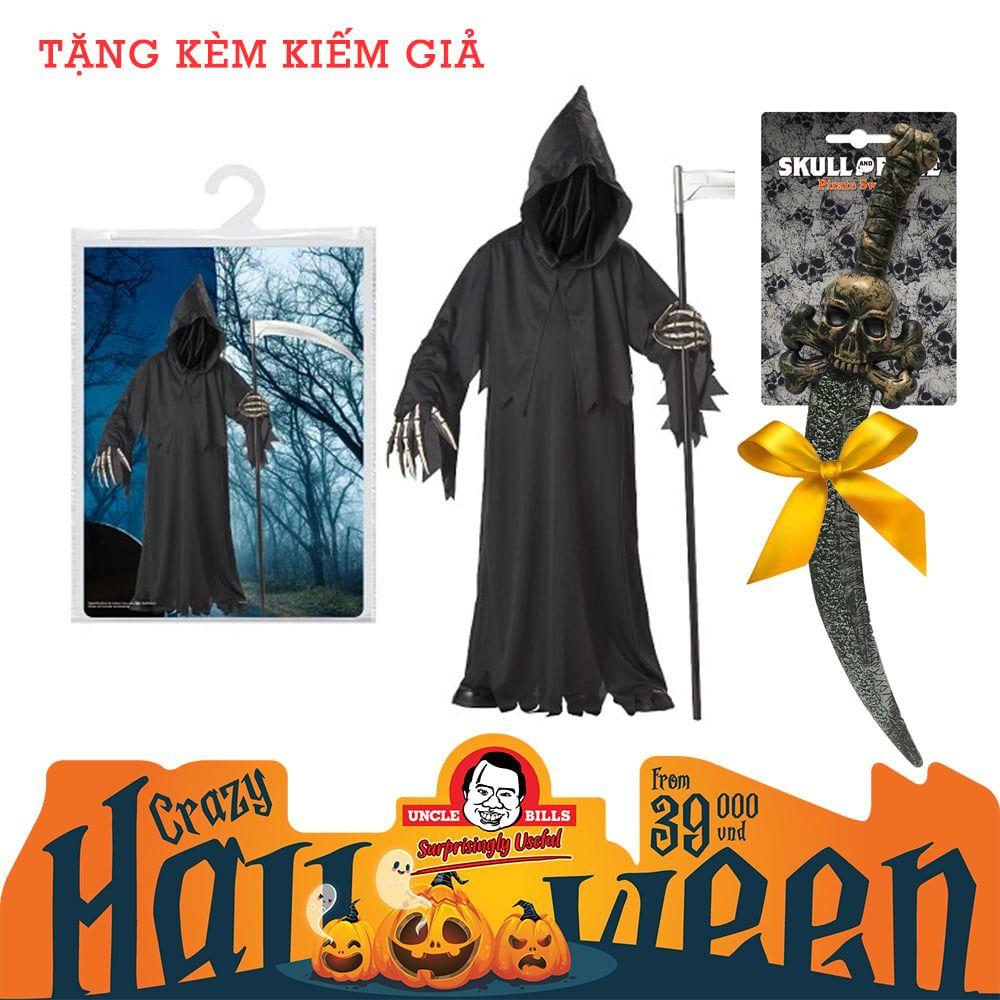 Trang Phục Thần Chết Nam - L - Đồ hóa trang Halloween UBL UH02876-B  tặng kèm kiếm giả