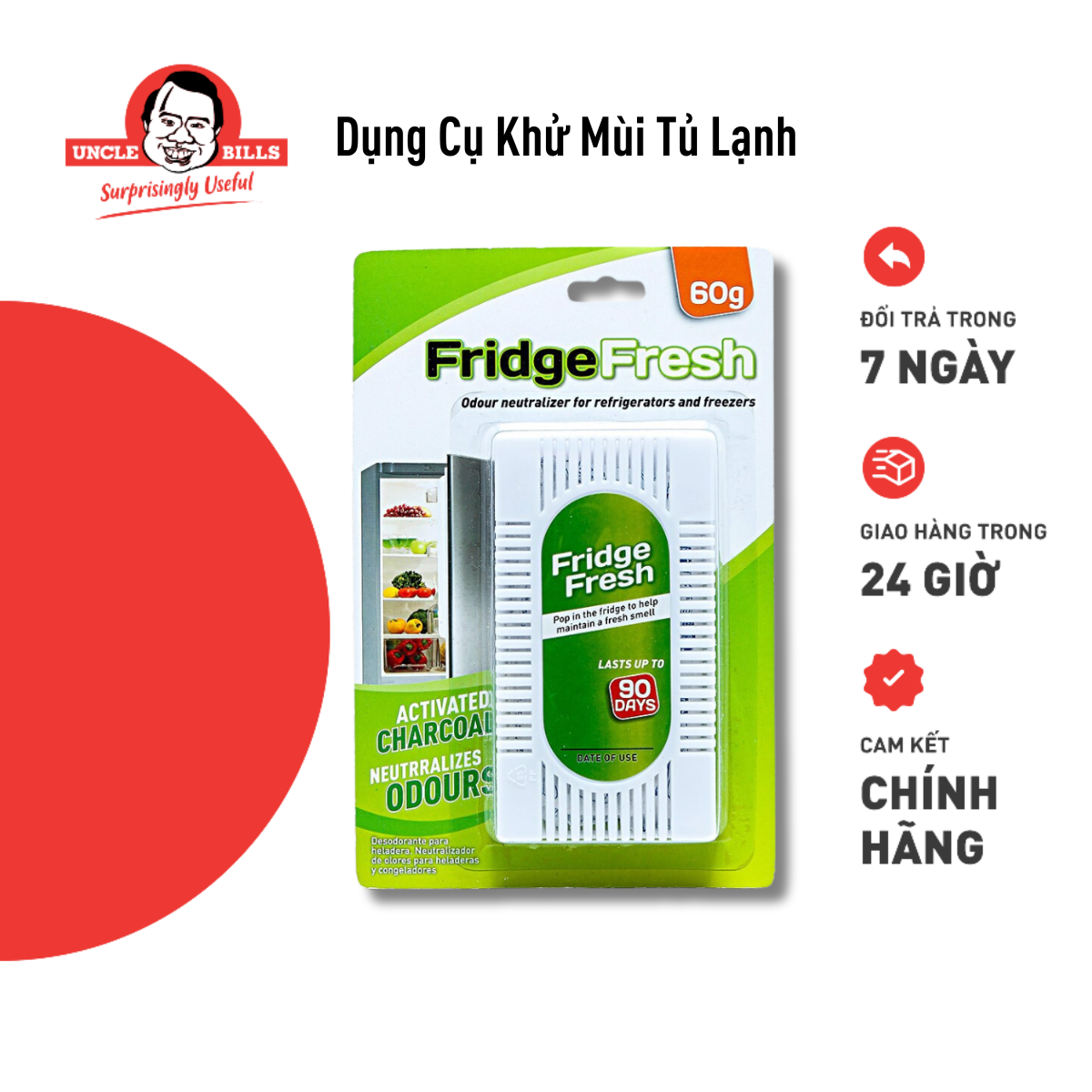 Khử Mùi Tủ Lạnh Uncle Bills BA1081 Loại Bỏ Mùi Hôi Khó Chịu Cho Tủ Lạnh