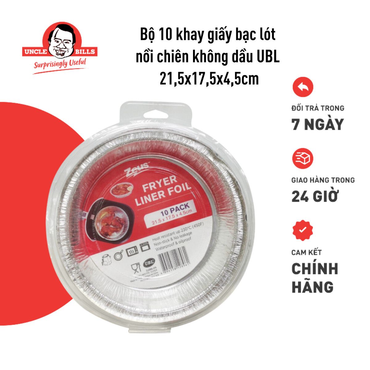 Bộ 10 Giấy Bạc Lót Nồi Chiên Không Dầu 22x18x5cm Uncle Bills CL2305-275