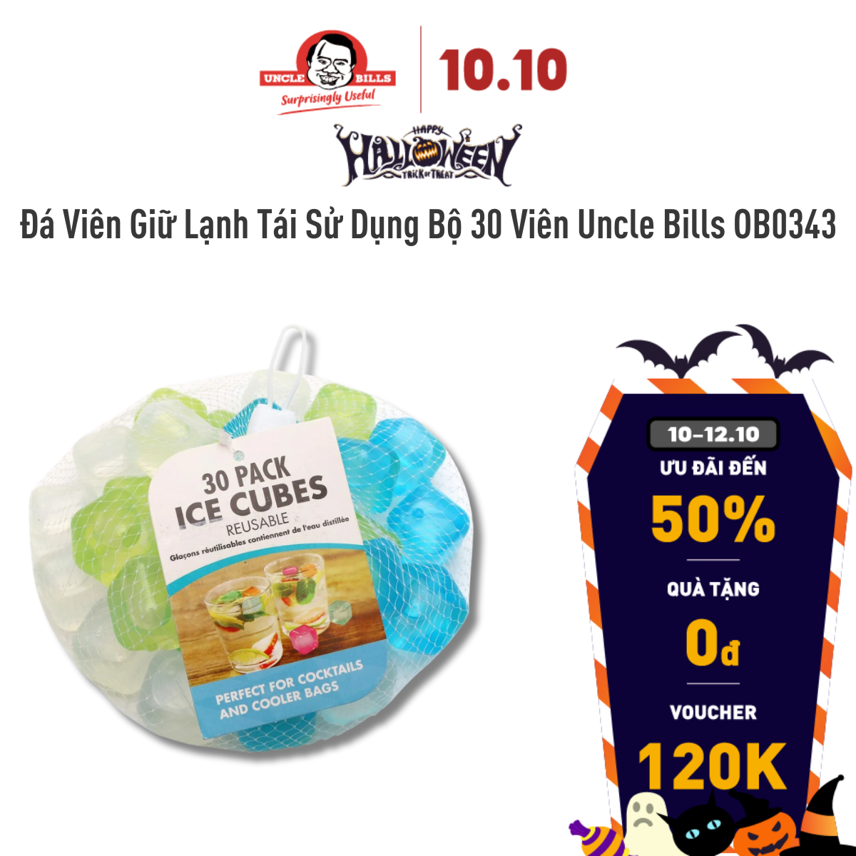 Đá Viên Giữ Lạnh Tái Sử Dụng Bộ 30 Viên Uncle Bills OB0343