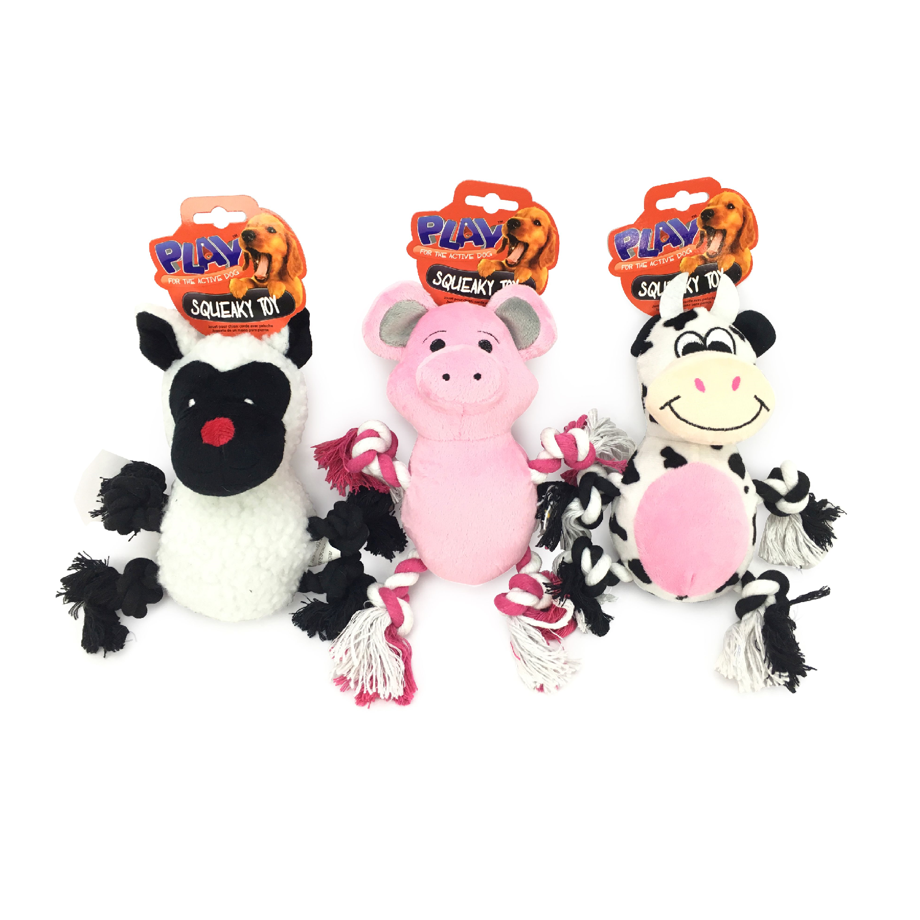 DOG TOY PLUSH 3 ASST DESIGNS