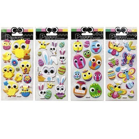 GOOGLY EYES PUFFLY STICKER 9 x 21 Cm   4 ASSORTED