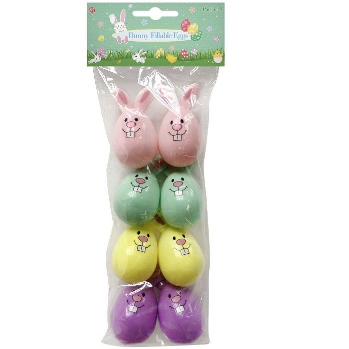 BUNNY EGGS 6 Cm 8pk   MIXED COLOURS