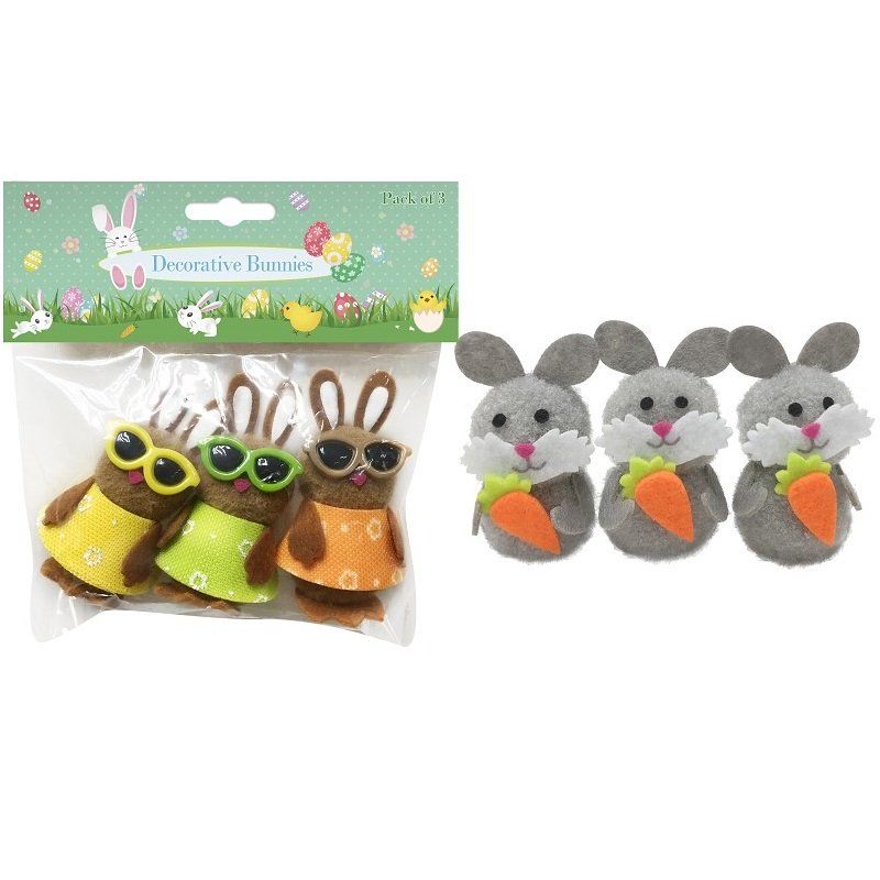 DECORATIVE BUNNIES 3PK   2 ASSORTED