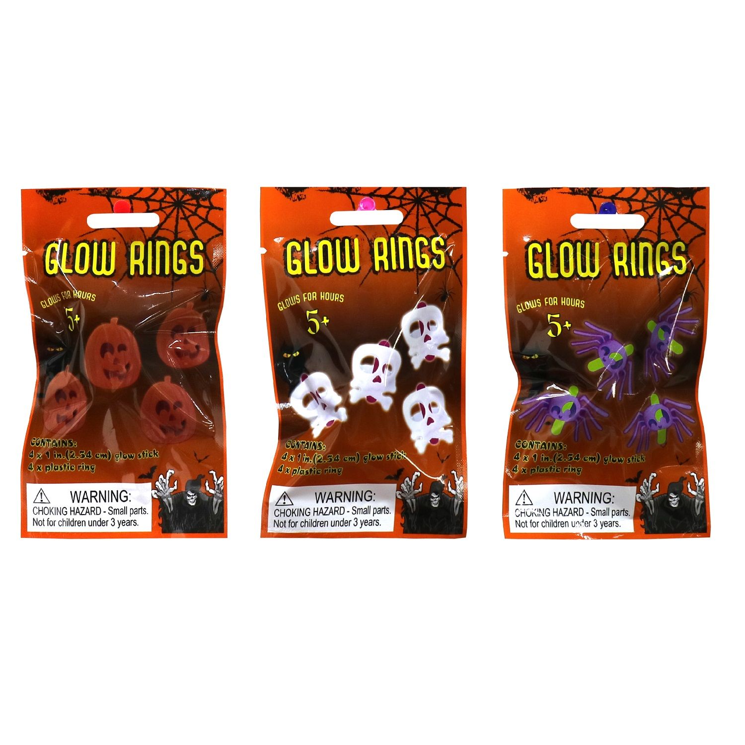 Nhẫn phát sáng 4 gói hình bí đỏ Halloween Uncle Bills UH01157