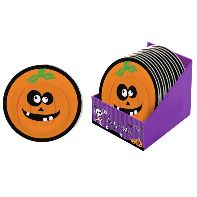 Đĩa Giấy Dùng Tiệc Bí Ngô 18cm 12 Cái - Đồ dùng tiệc Halloween UBL UH03003