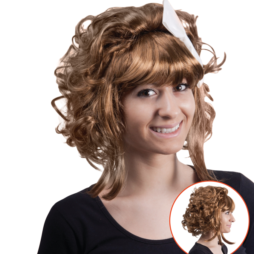 Wig Short Curly Hair W/Ribbon