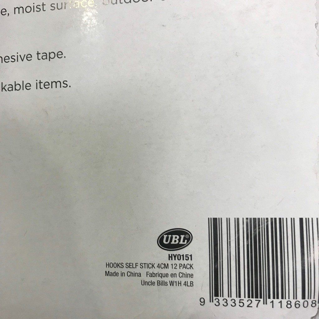 Móc Dán Màu Trắng Bộ 12 Cái UBL HY0151