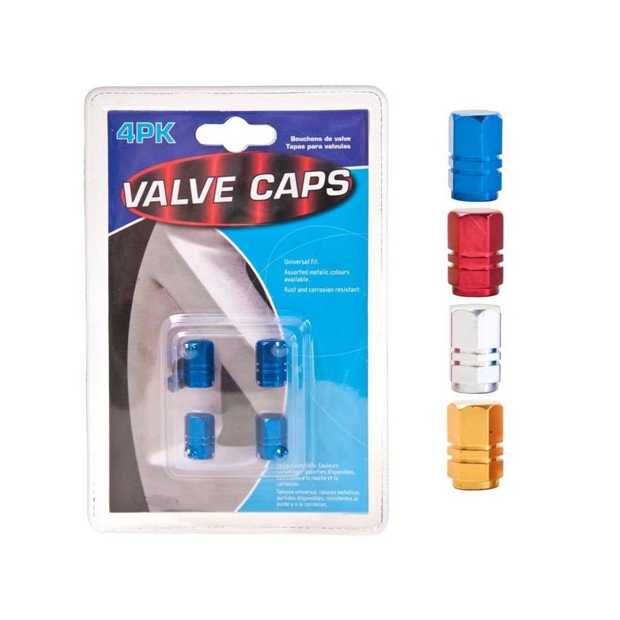 Auto Valve Caps 4Pc Metallic