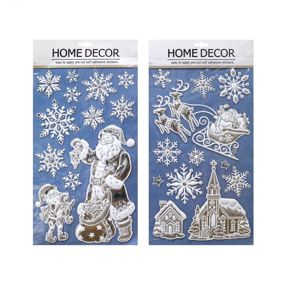 Stickers Noel Cỡ Lớn Dán Tường Bằng Màu Ánh Gương 4 Mẫu UBL XB4809 Sticker Trang Trí Giáng Sinh