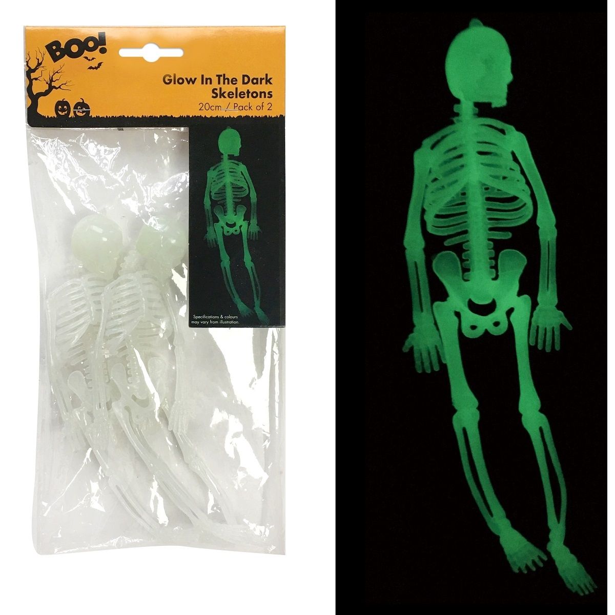 Bộ xương phát sáng trong tối 20 cm 2 cái Halloween Uncle Bills UH00534