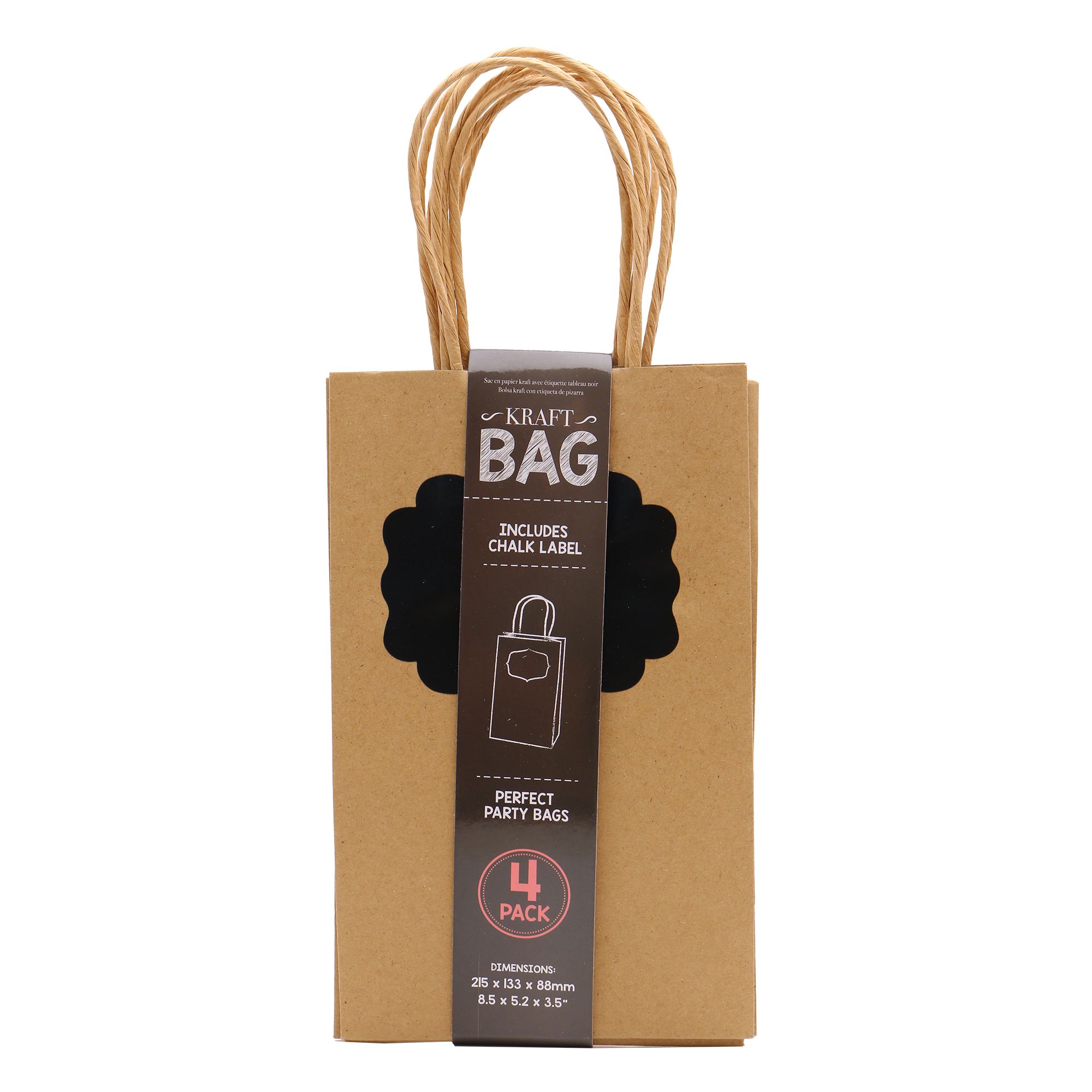 Kraft Bag W/ Chalk Label 4Pk