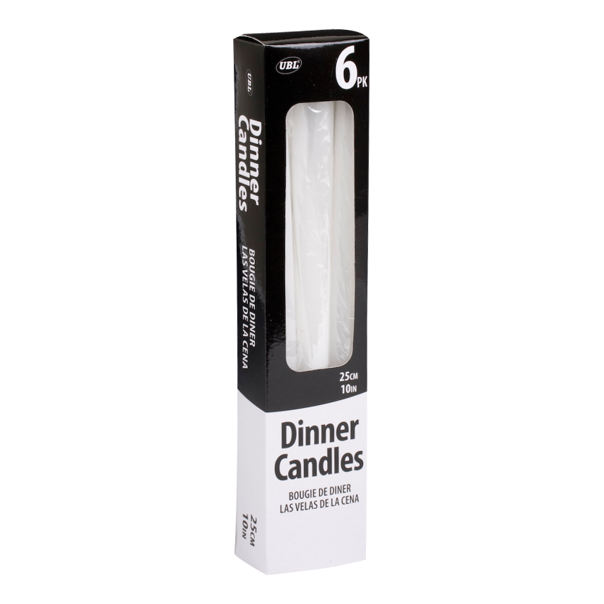 Candle White Tapered 25Cm 6Pk
