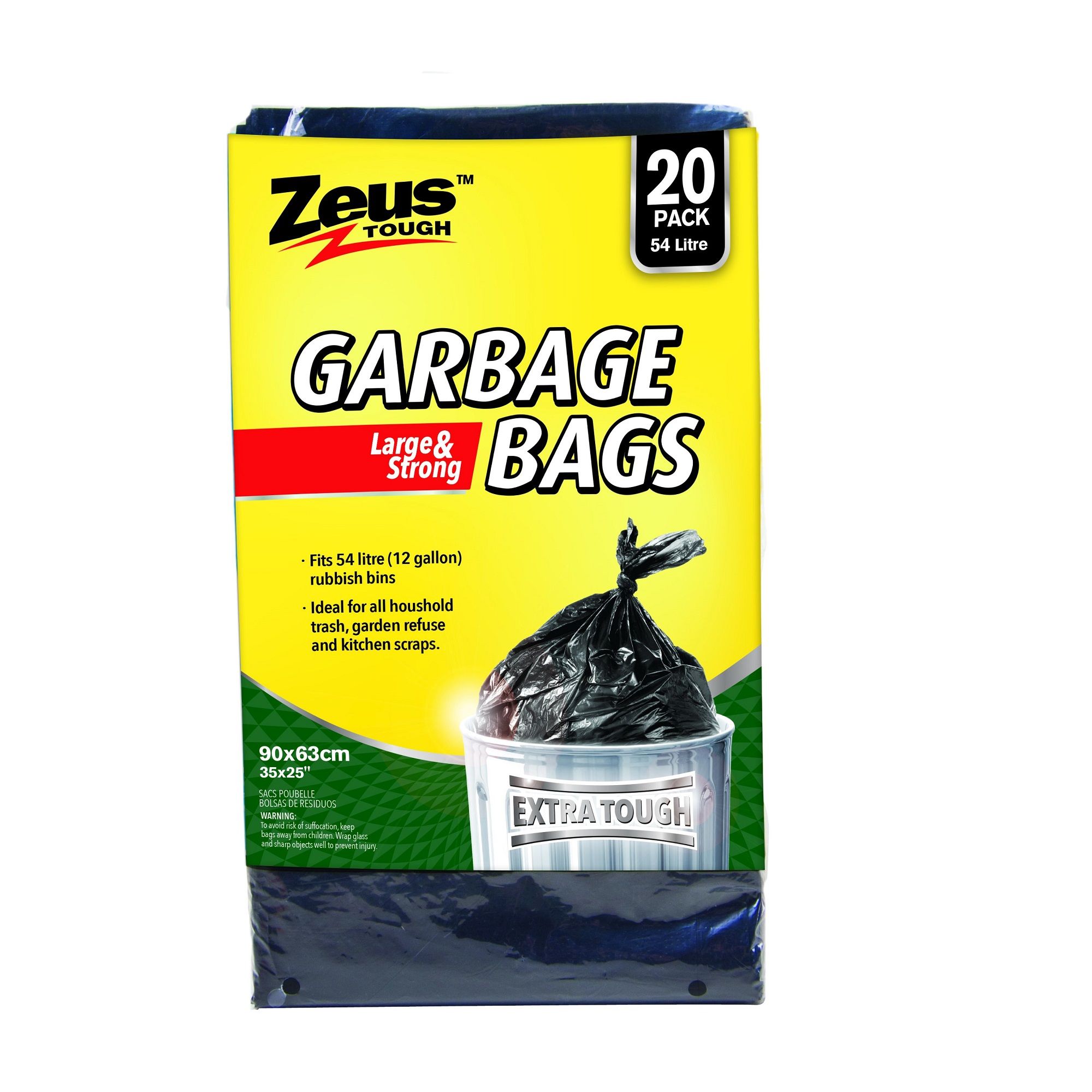 Garbage Bags Blk 54L 20Pk