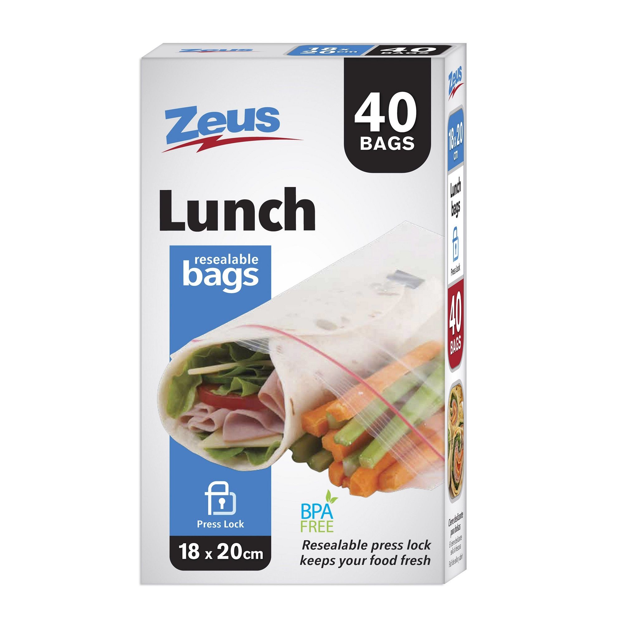 Lunch Bags Press Lock 40Pk