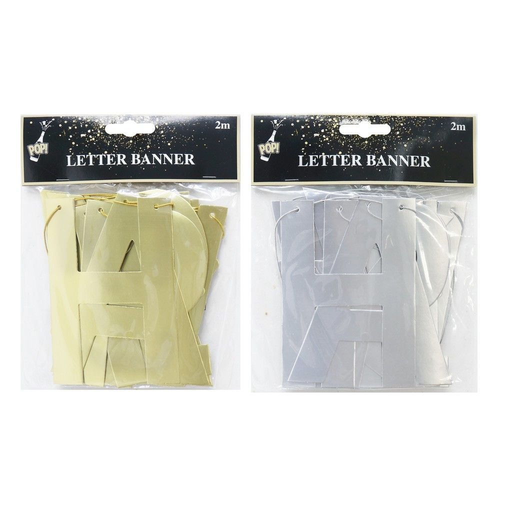 Banner Treo Tiệc Happy New Year Màu Vàng/ Bạc UBL XB4524 Sticker Trang Trí Giáng Sinh