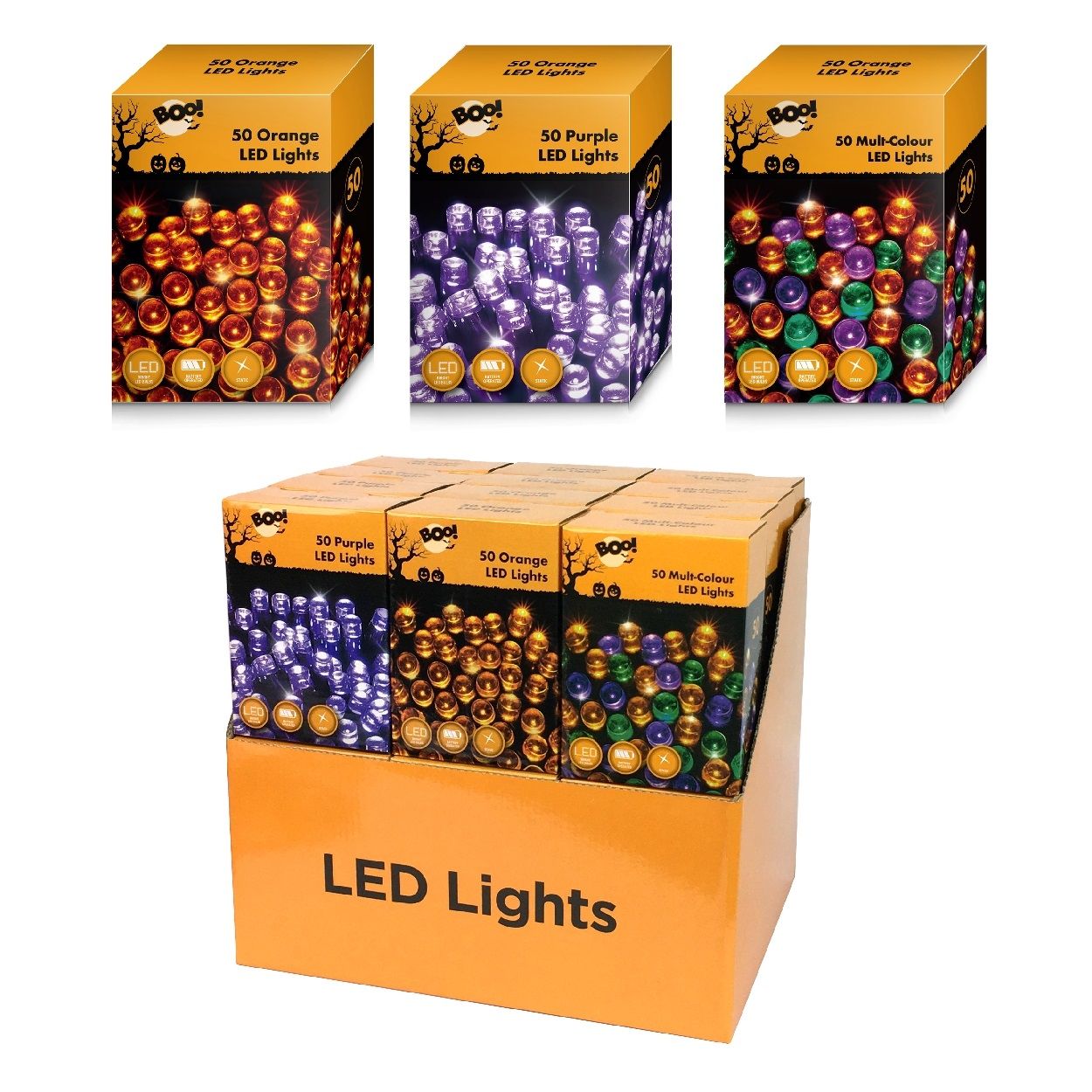 B/OP 50 LED LIGHTS   3 ASSORTED