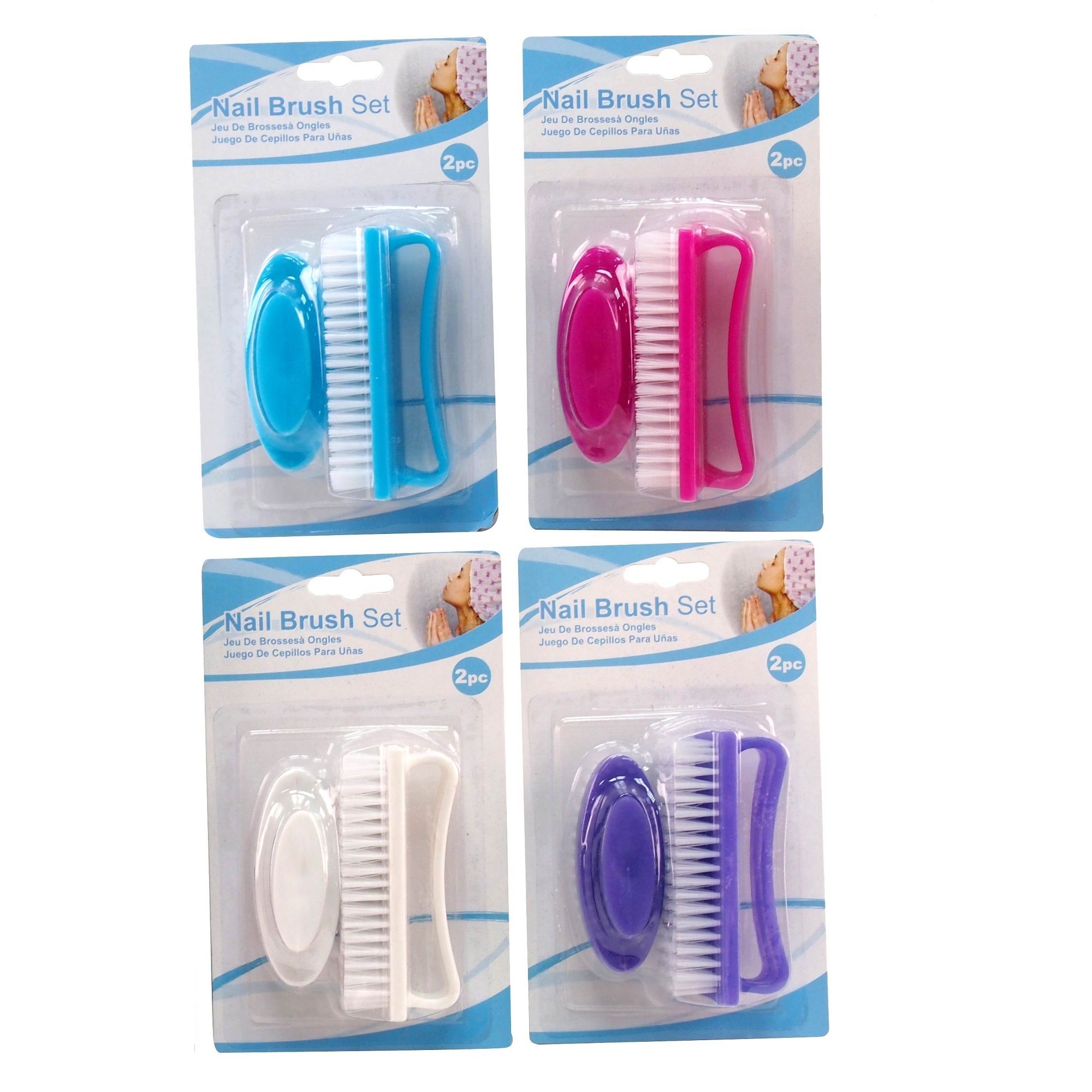 Nail Brush 2Pc Set 4Asst