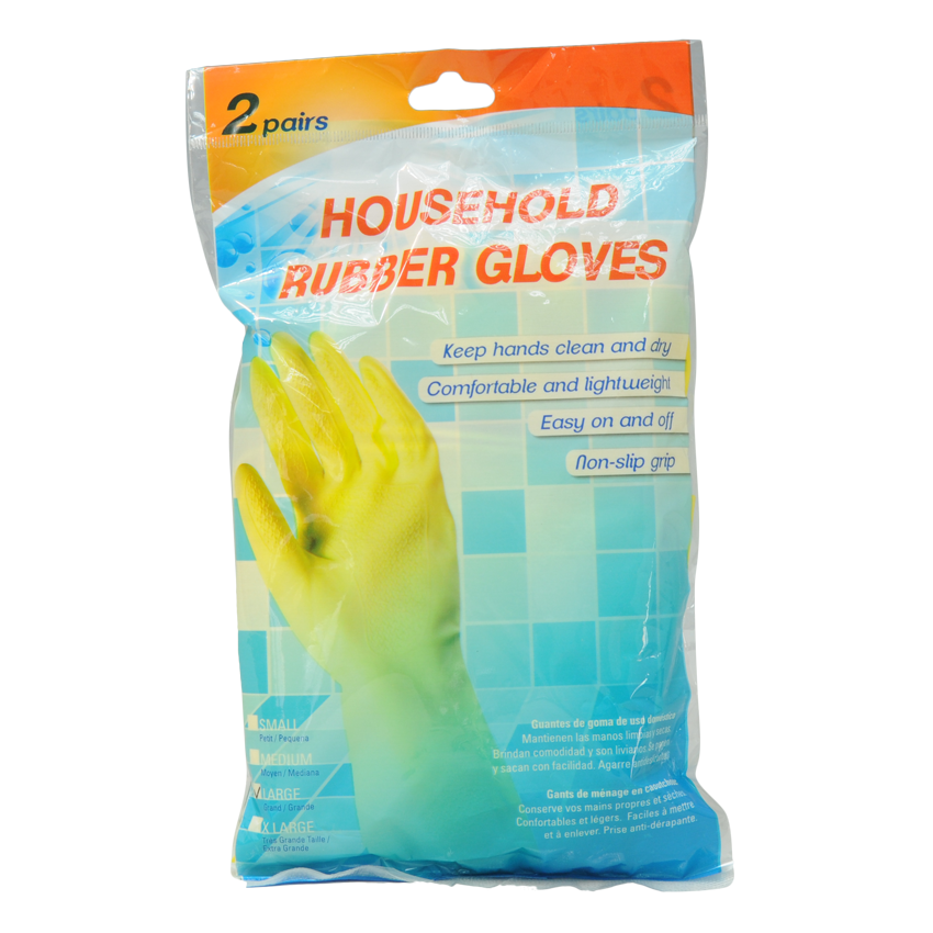 Gloves Rubber Yellow 2 Pairs