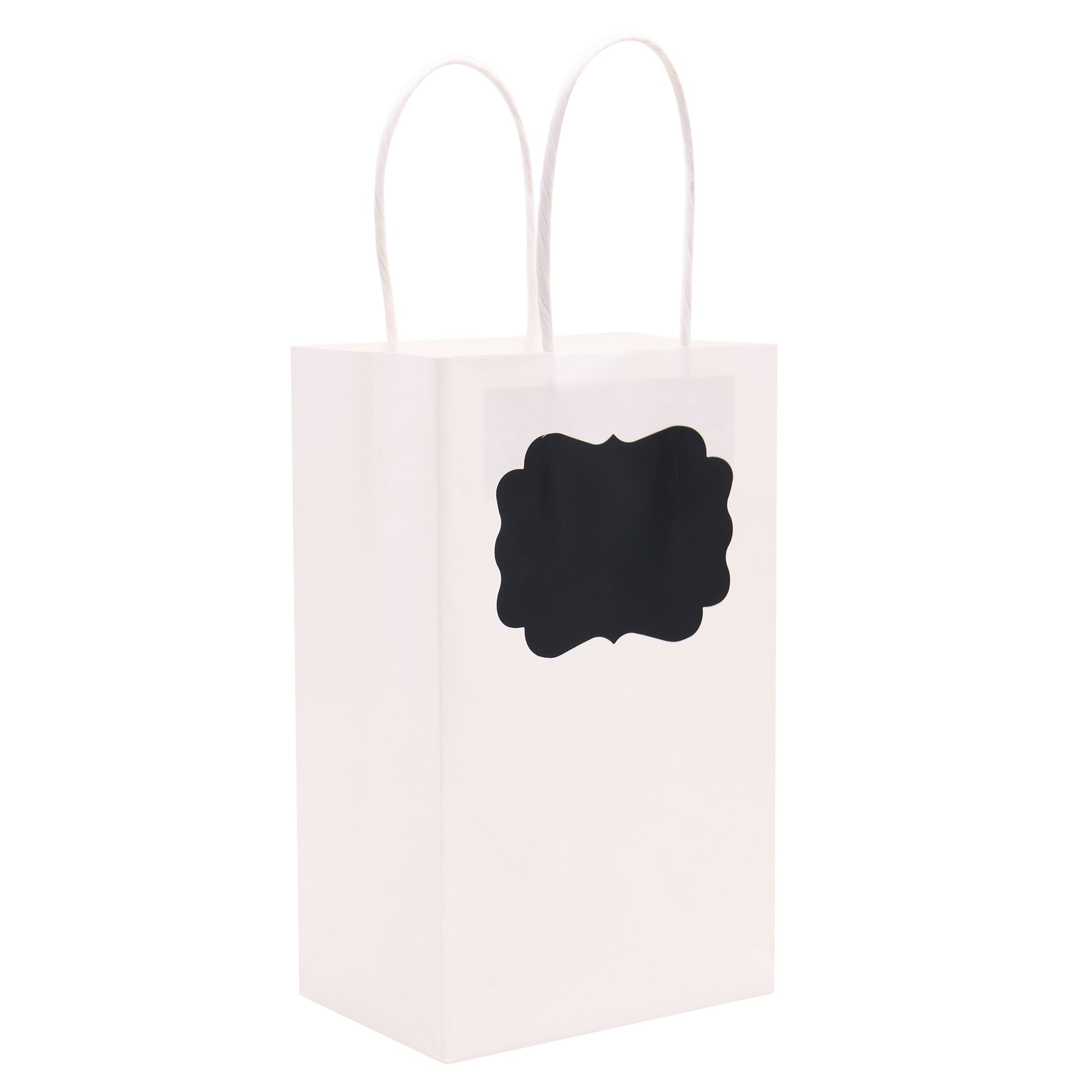 White Bag W/Chalk Label 4Pk