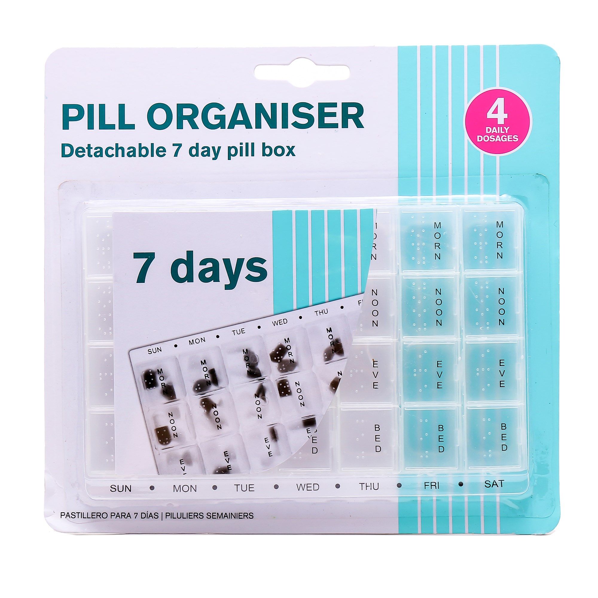 Pill Box Organiser 7 Days/ 4 Weeks