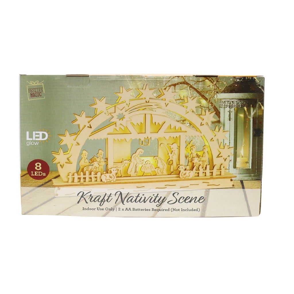 Mô Hình Giáng Sinh Kraft Có Đèn 32x20cm UBL XB3306 Trang Trí Giáng Sinh