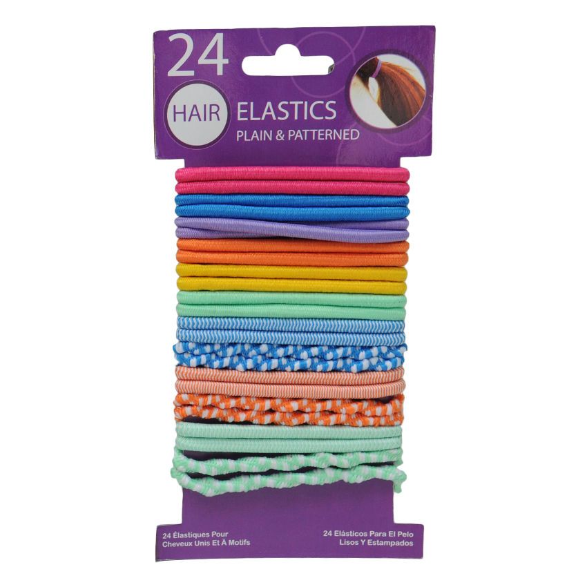 Hair Elastic 24Pk 4Asst