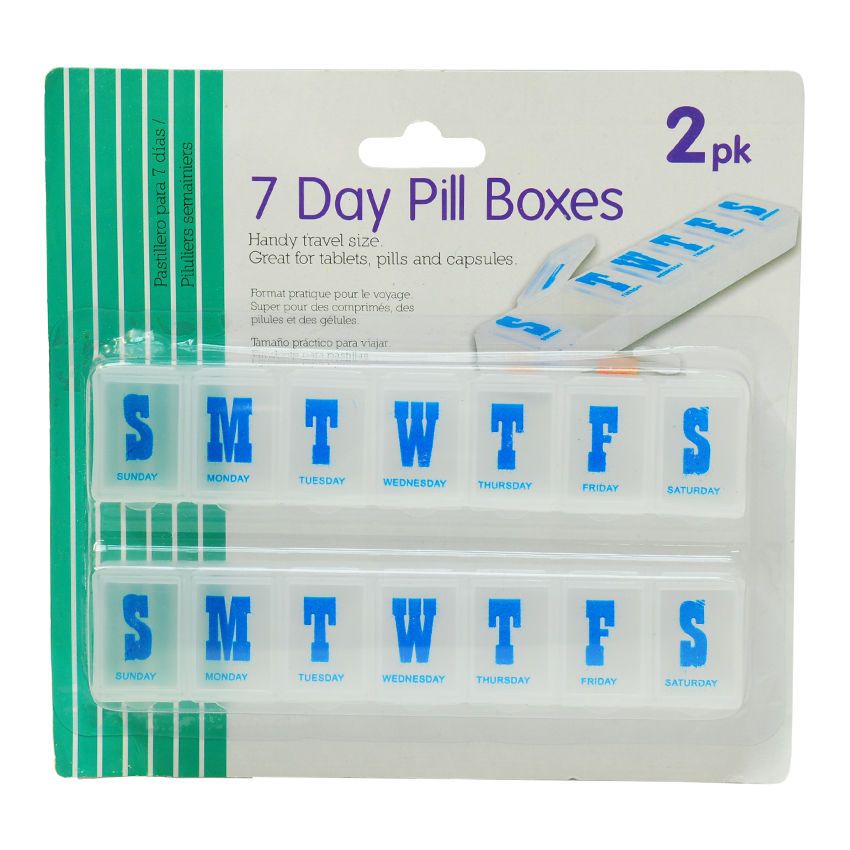 Pill Boxes 7 Day 2Pk