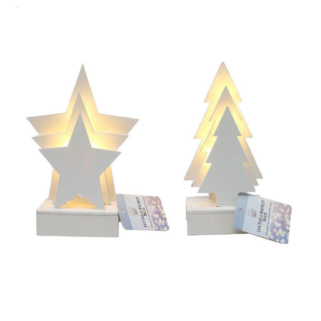 Đèn LED Trang Trí Đặt Bàn 3D 2 Mẫu Cây Thông Hoặc Ngôi Sao UBL XB4686 Trang Trí Giáng Sinh